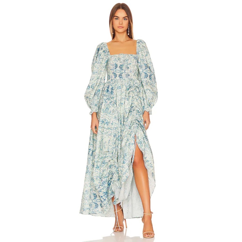 Selkie Blue and White Maxi Dress
